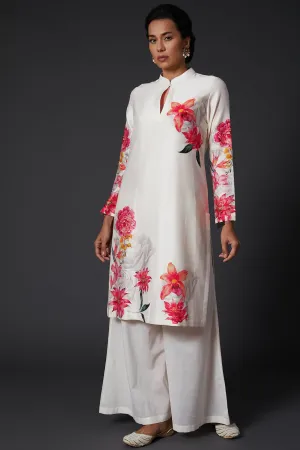 Ivory Printed Kurta With Palazzo
