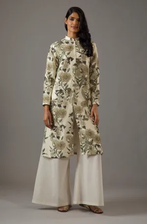 Ivory printed tunic and palazzo