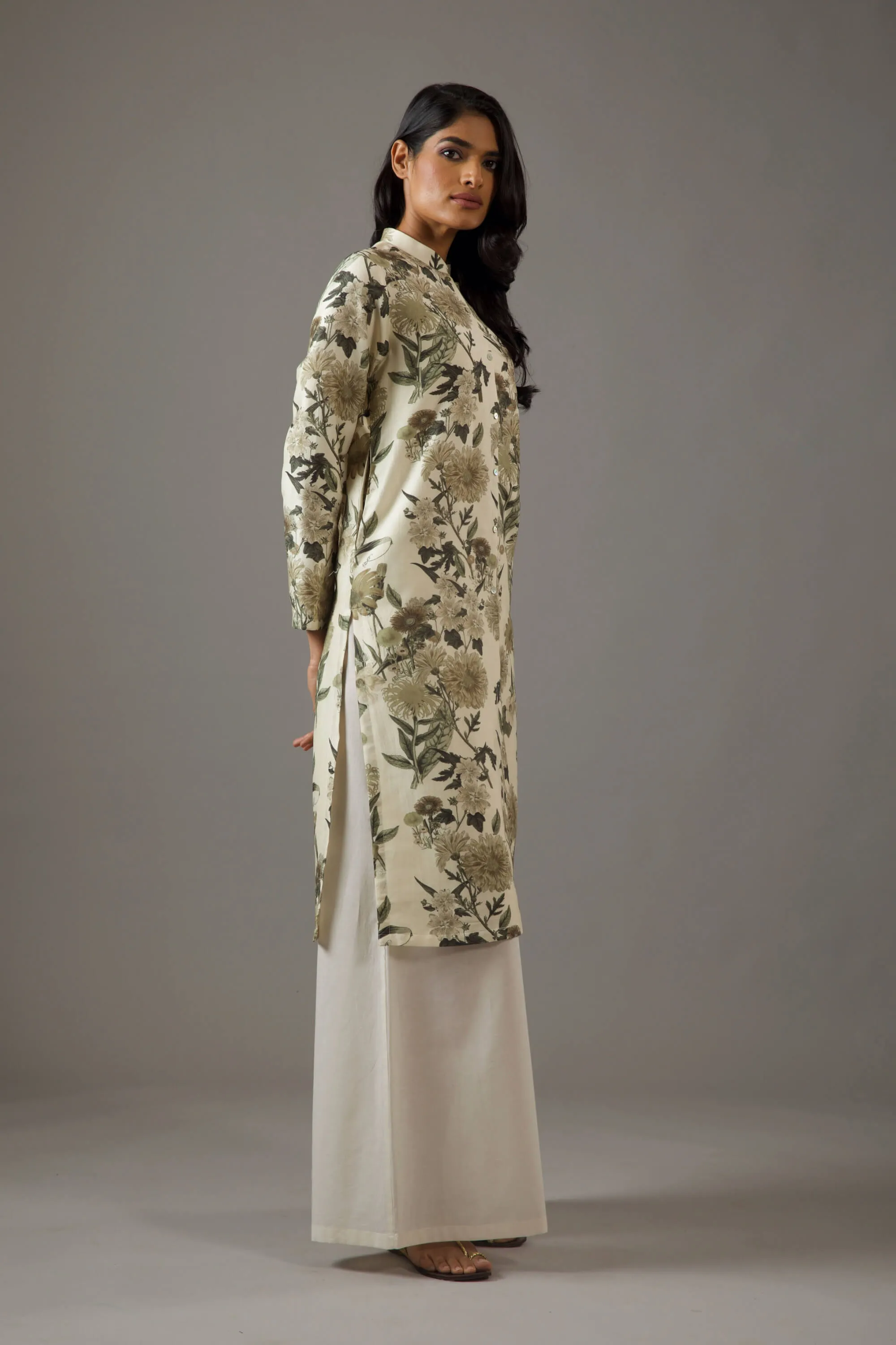Ivory printed tunic and palazzo