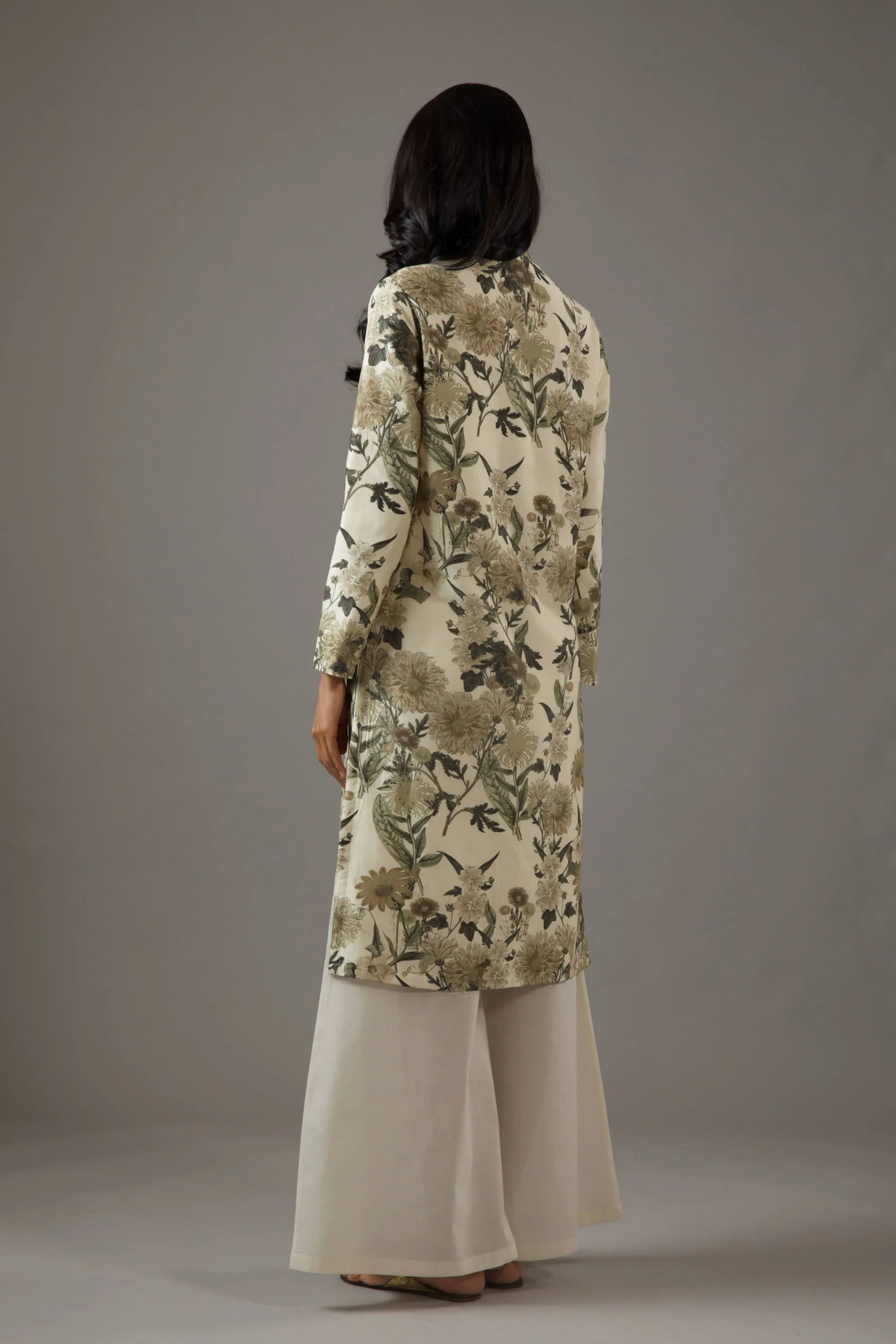 Ivory printed tunic and palazzo