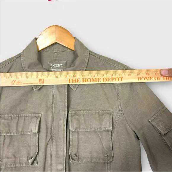 J Crew Women's Utility Cargo Safari Jacket Sz Small Green Military Field Y2K VTG
