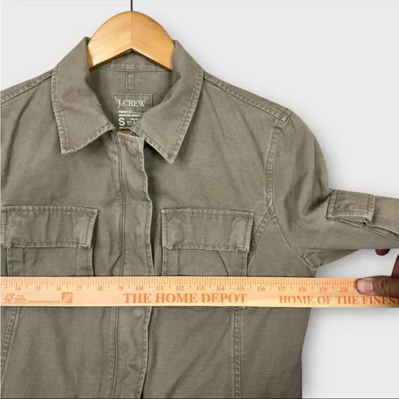 J Crew Women's Utility Cargo Safari Jacket Sz Small Green Military Field Y2K VTG