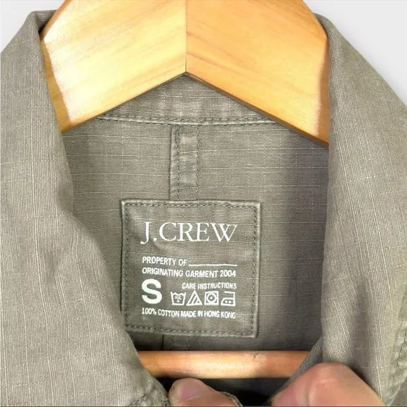 J Crew Women's Utility Cargo Safari Jacket Sz Small Green Military Field Y2K VTG