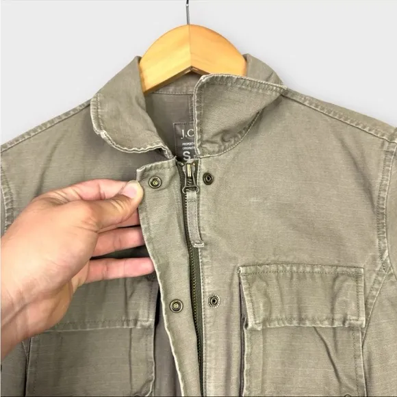 J Crew Women's Utility Cargo Safari Jacket Sz Small Green Military Field Y2K VTG