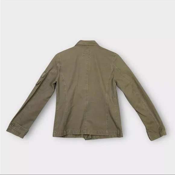 J Crew Women's Utility Cargo Safari Jacket Sz Small Green Military Field Y2K VTG