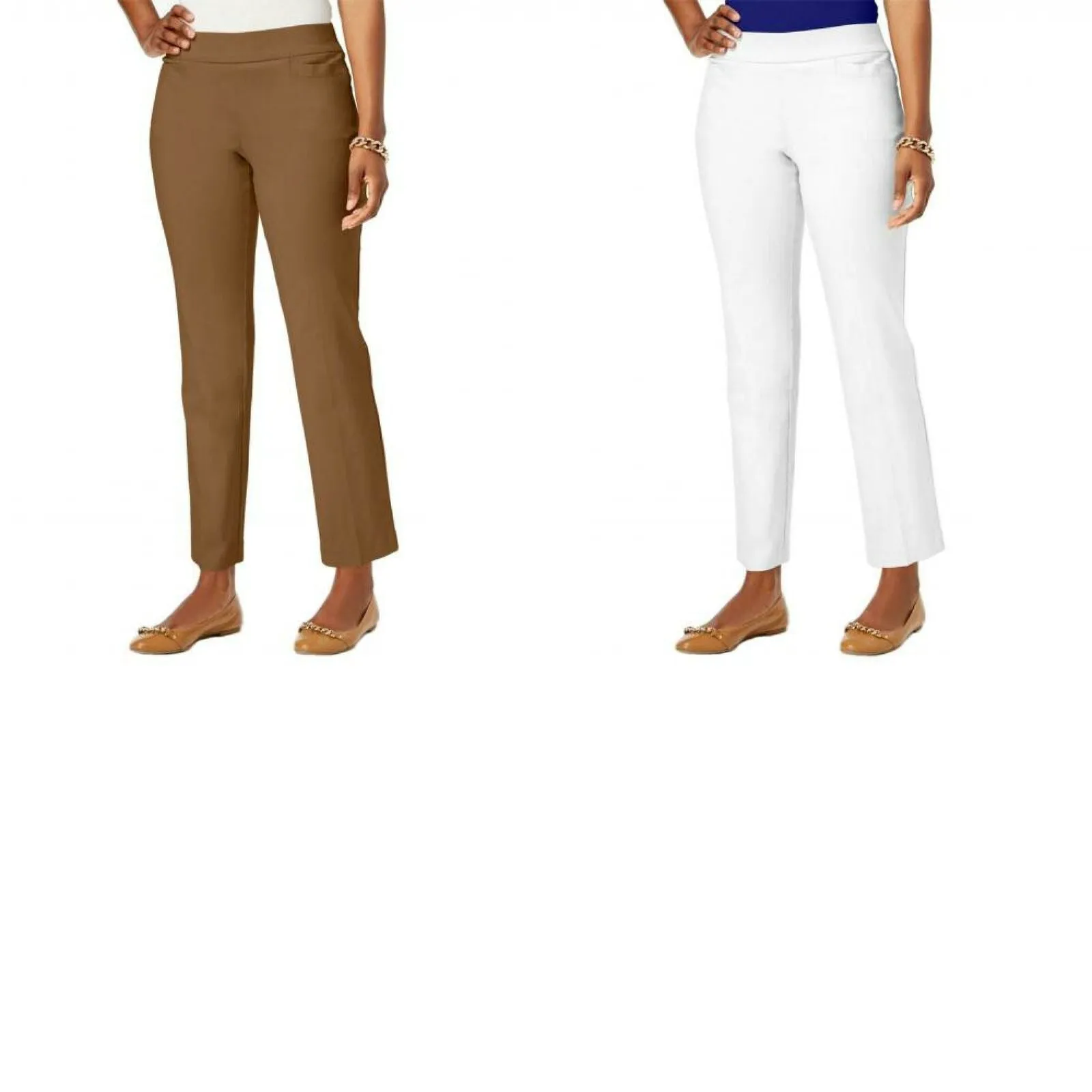 JM Collection Women's Pull On Tummy Control Slim Leg Pants