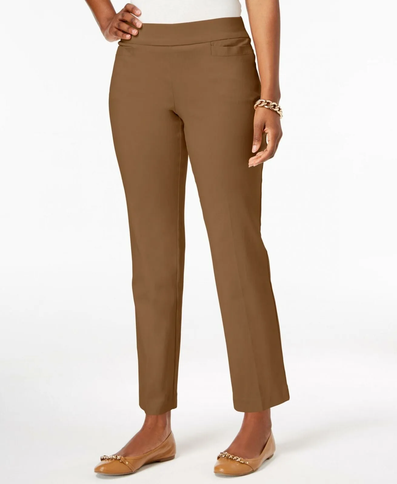 JM Collection Women's Pull On Tummy Control Slim Leg Pants