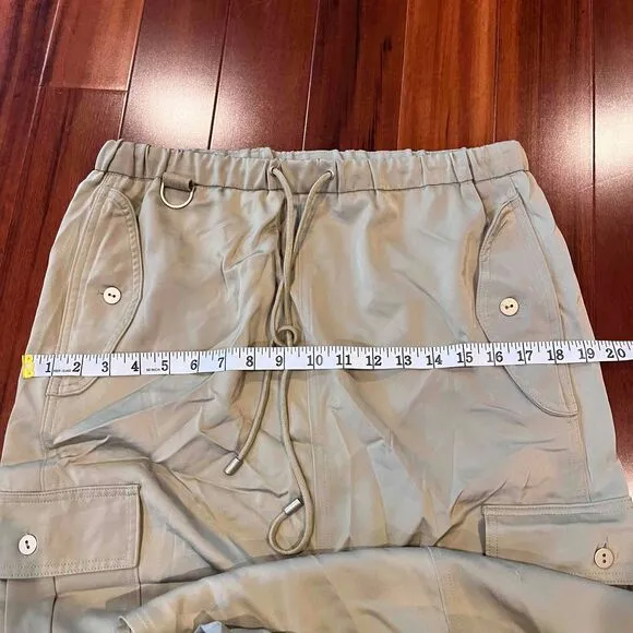 Joie Light Olive Green Cargo Pocket Skirt Maxi Drawstring Utility Silky Feel 6