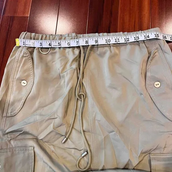 Joie Light Olive Green Cargo Pocket Skirt Maxi Drawstring Utility Silky Feel 6