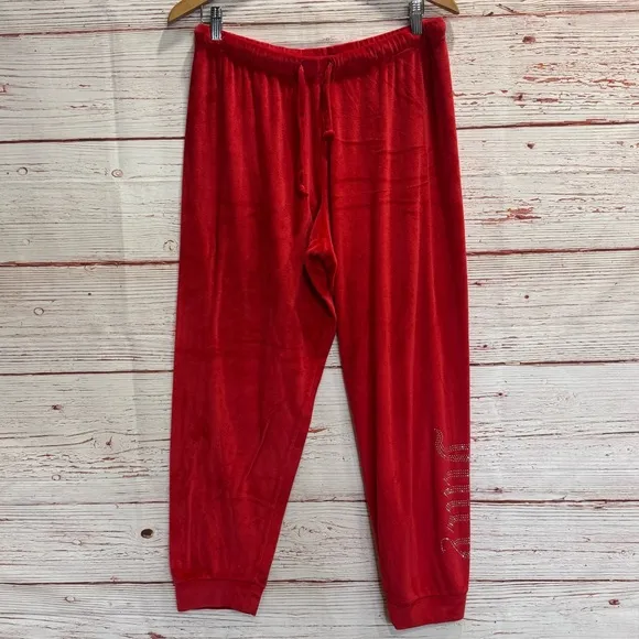 Juicy Couture Velour Joggers Pajama Set in Red Corvette Sz L NWOT