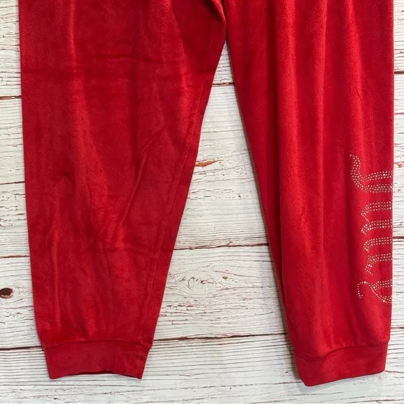 Juicy Couture Velour Joggers Pajama Set in Red Corvette Sz L NWOT