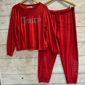 Juicy Couture Velour Joggers Pajama Set in Red Corvette Sz L NWOT
