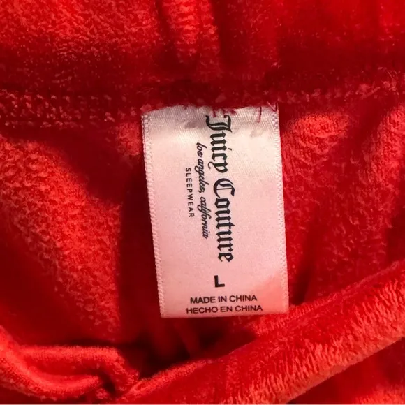 Juicy Couture Velour Joggers Pajama Set in Red Corvette Sz L NWOT