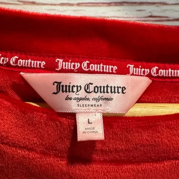Juicy Couture Velour Joggers Pajama Set in Red Corvette Sz L NWOT