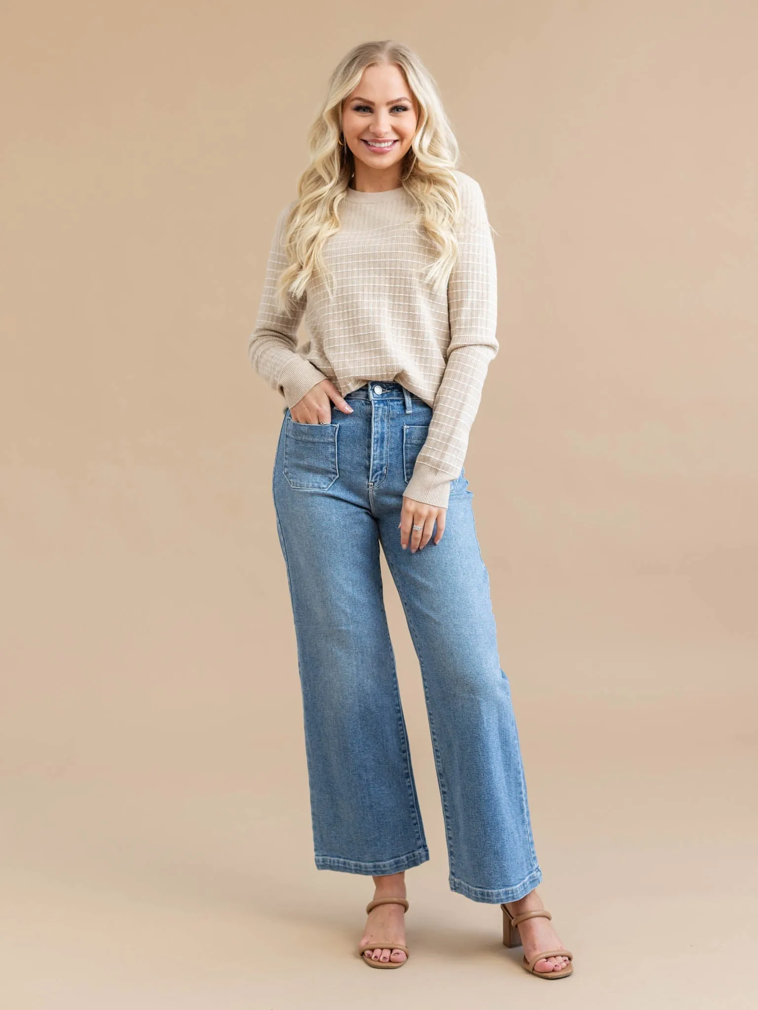 Just Black Light Denim Patch Pocket Wide Leg