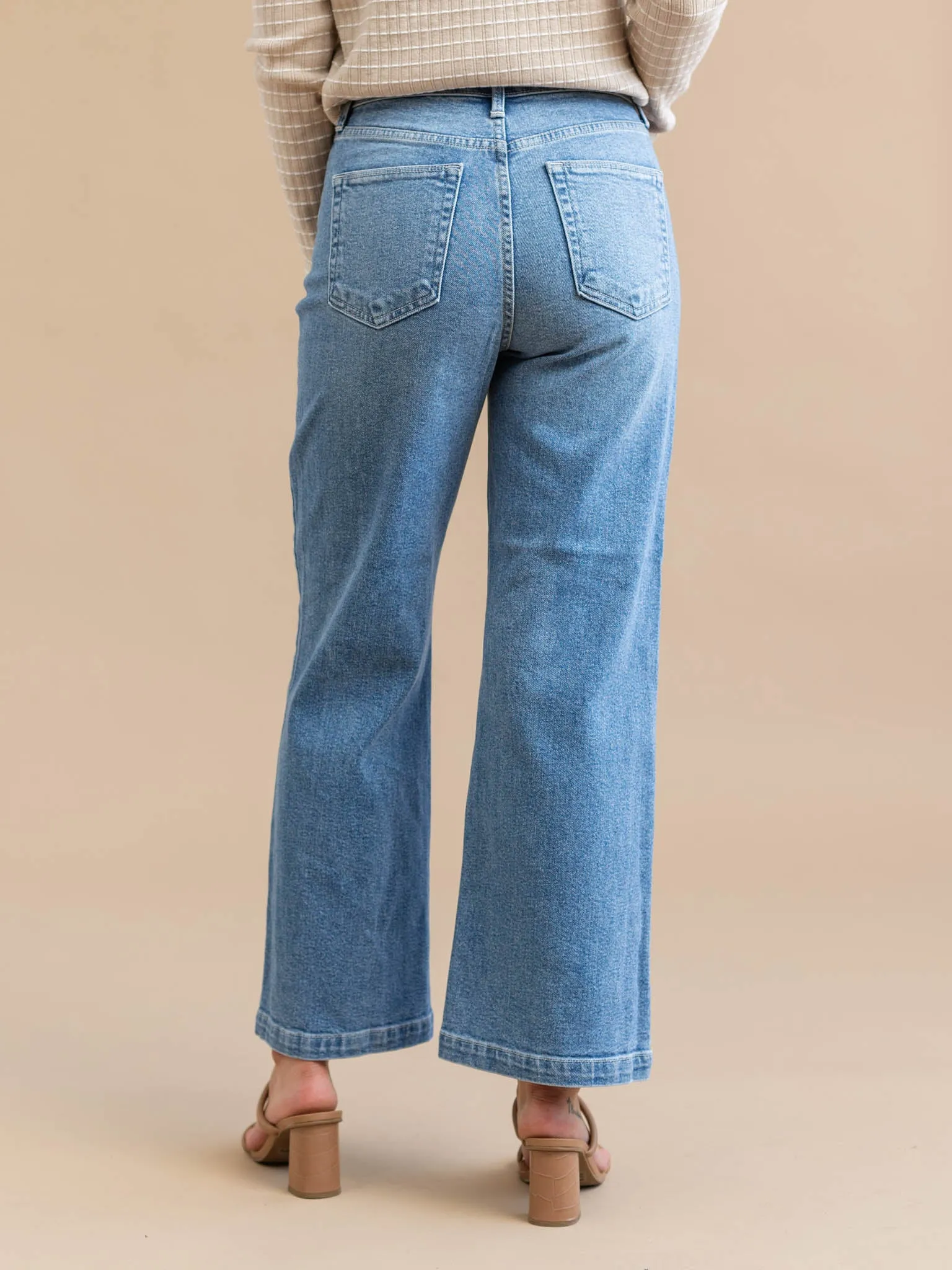 Just Black Light Denim Patch Pocket Wide Leg