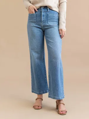 Just Black Light Denim Patch Pocket Wide Leg