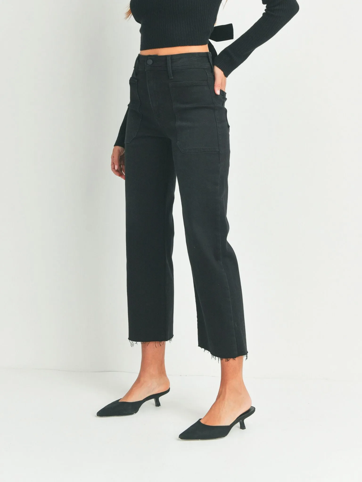 Just Black Washed Black The High Rise Utility Wide Leg