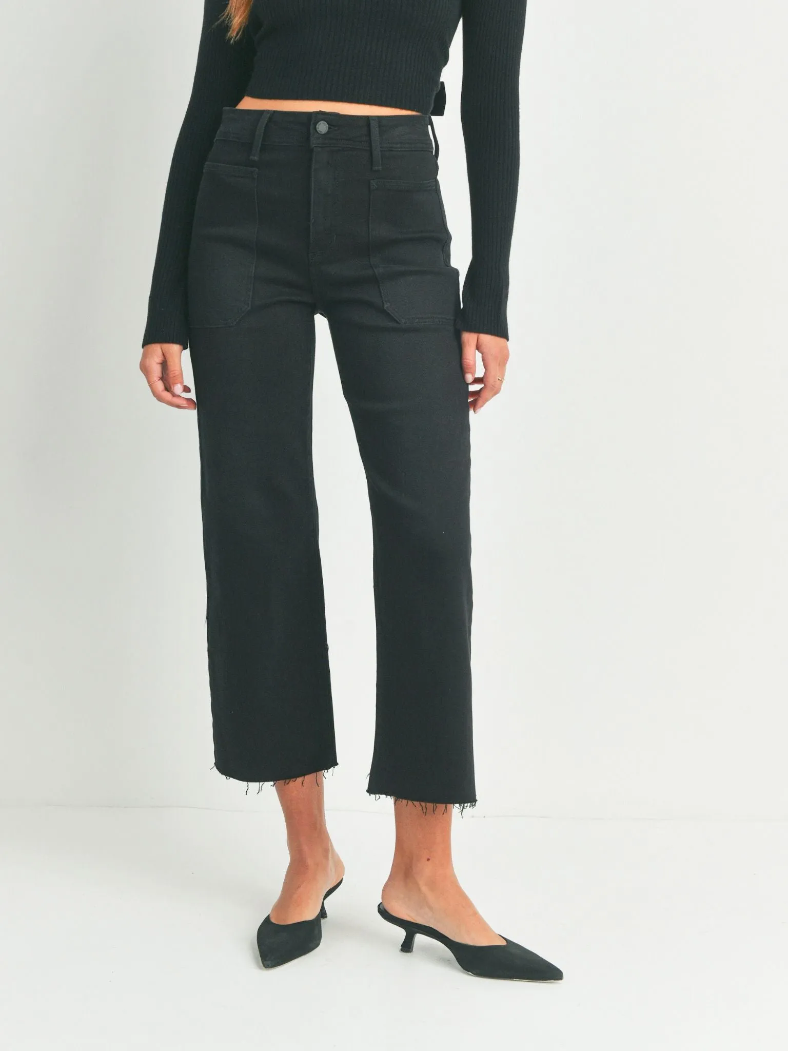 Just Black Washed Black The High Rise Utility Wide Leg
