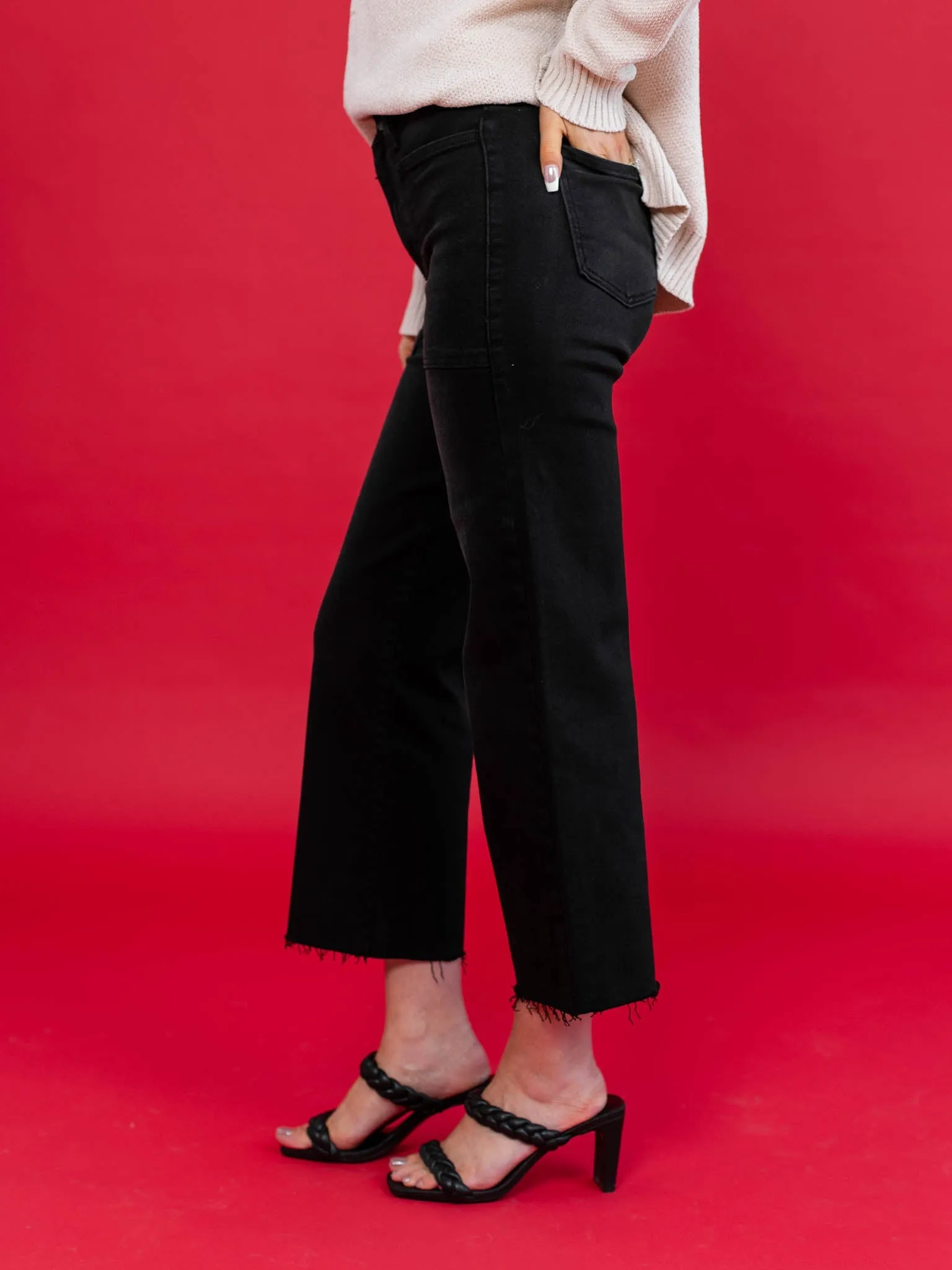 Just Black Washed Black The High Rise Utility Wide Leg