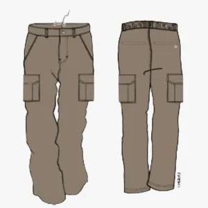 Kakiebos Mens Half Elasticated Cargo Pants Khaki