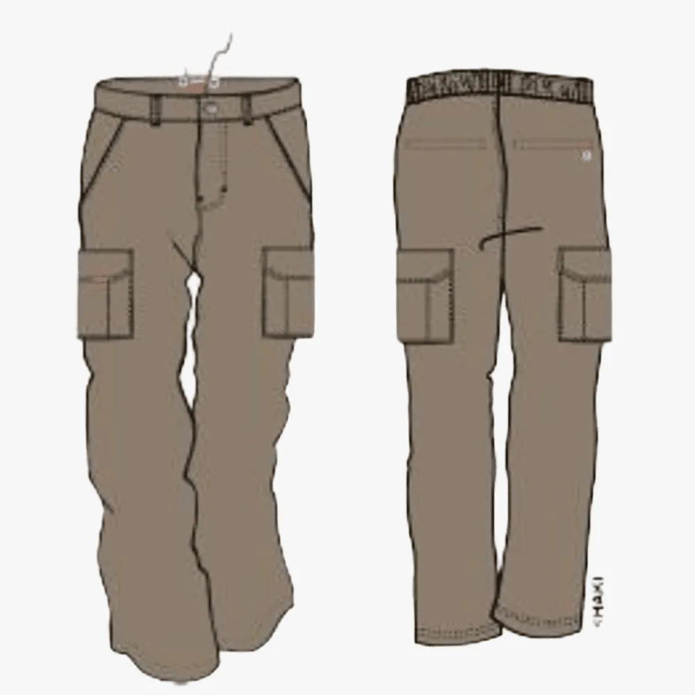 Kakiebos Mens Half Elasticated Cargo Pants Khaki