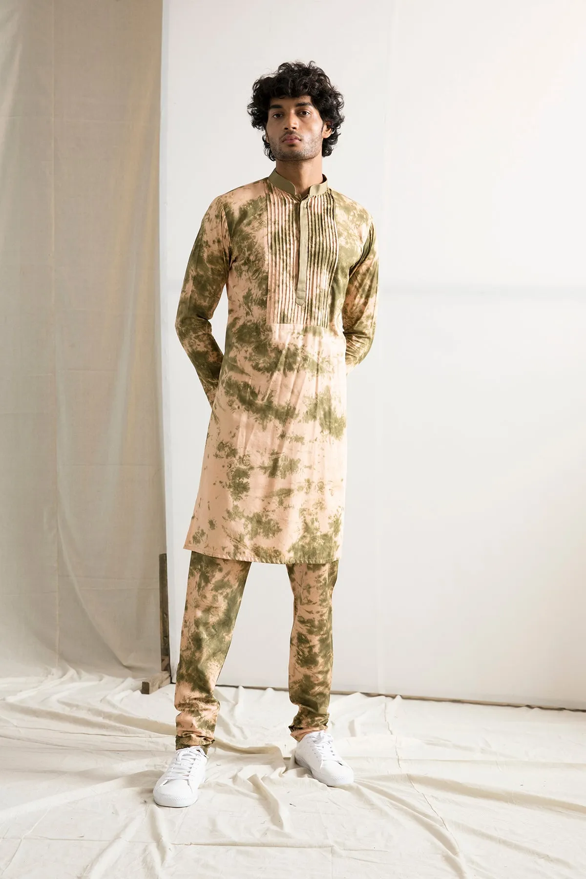 Kale - Tie & Dye Long Kurta with churidar Pant Set