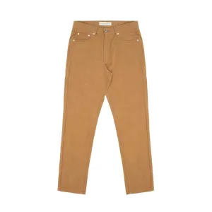 Khaki Embroidered Straight Twill Casual Pants