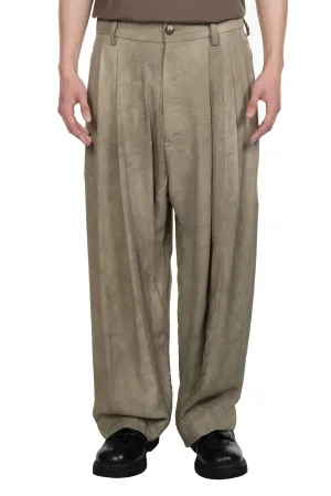 Khaki Green Pleated Tapered Trousers