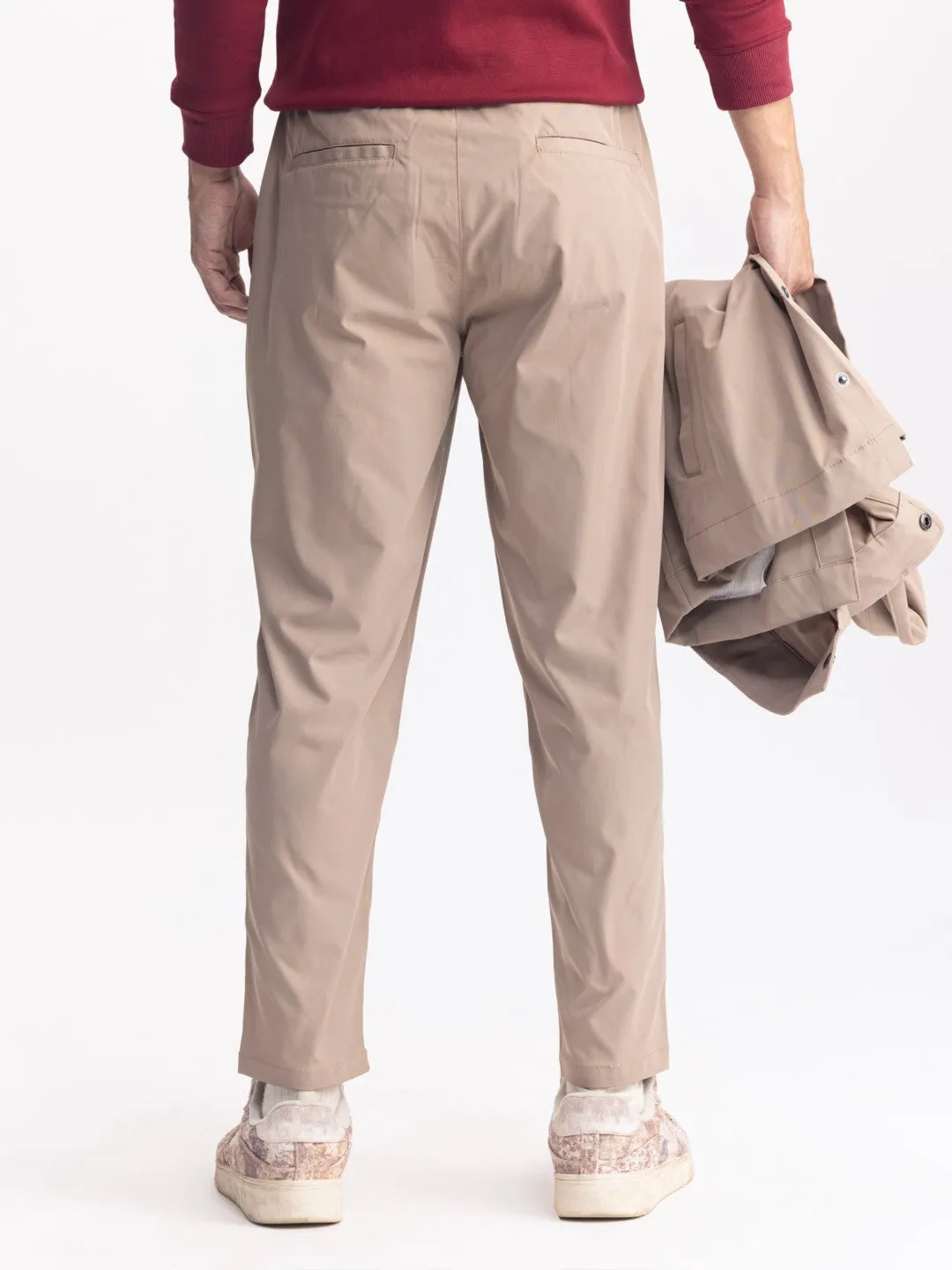 Khaki Loose Crop Jogger Pant