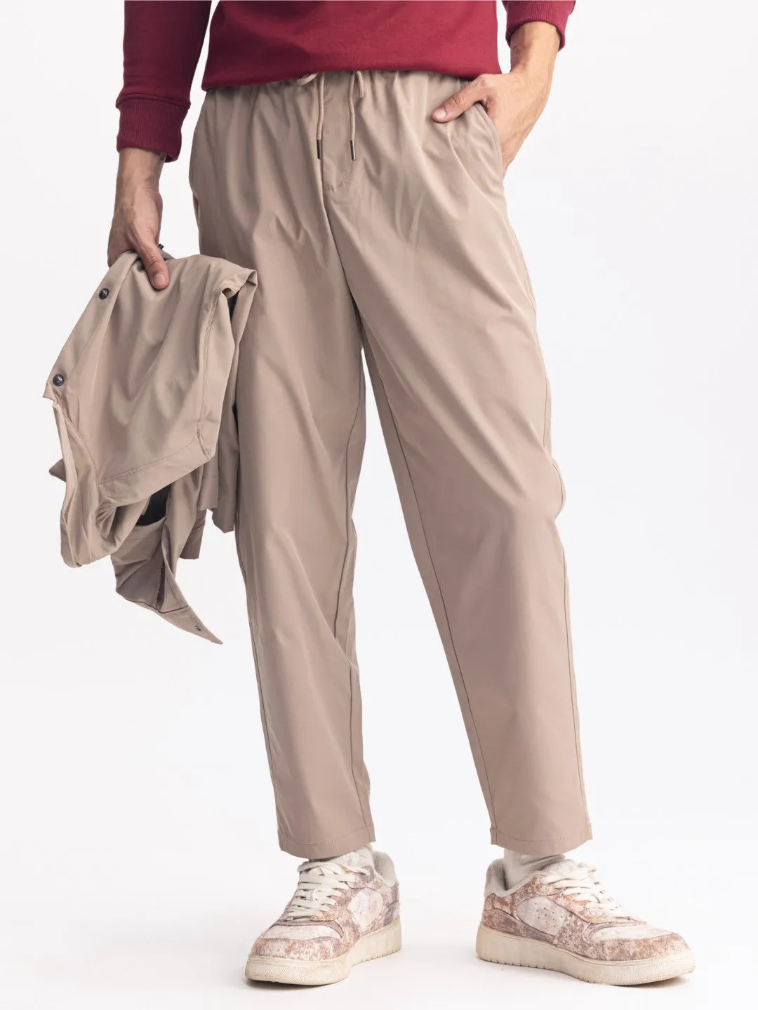 Khaki Loose Crop Jogger Pant
