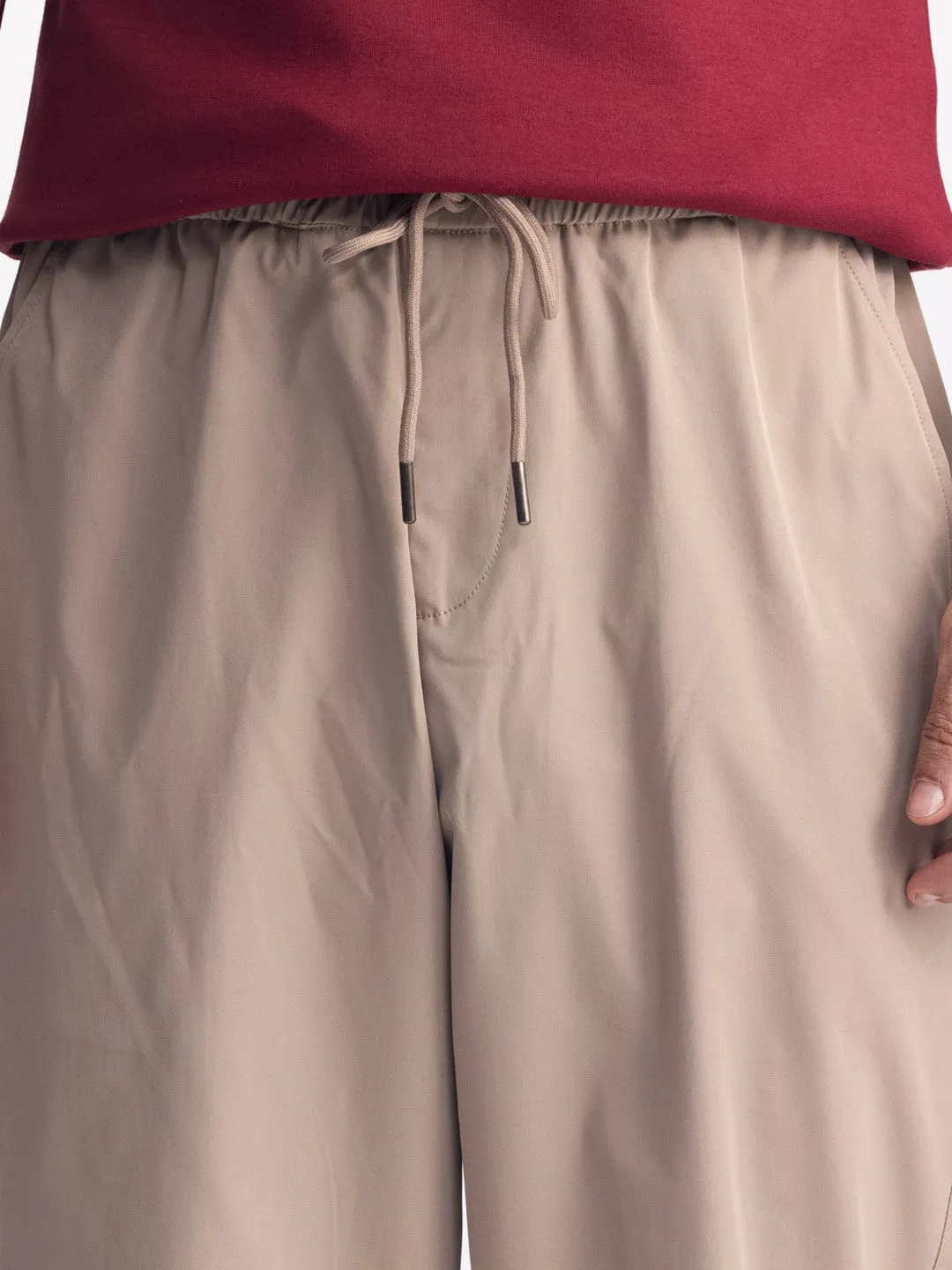 Khaki Loose Crop Jogger Pant