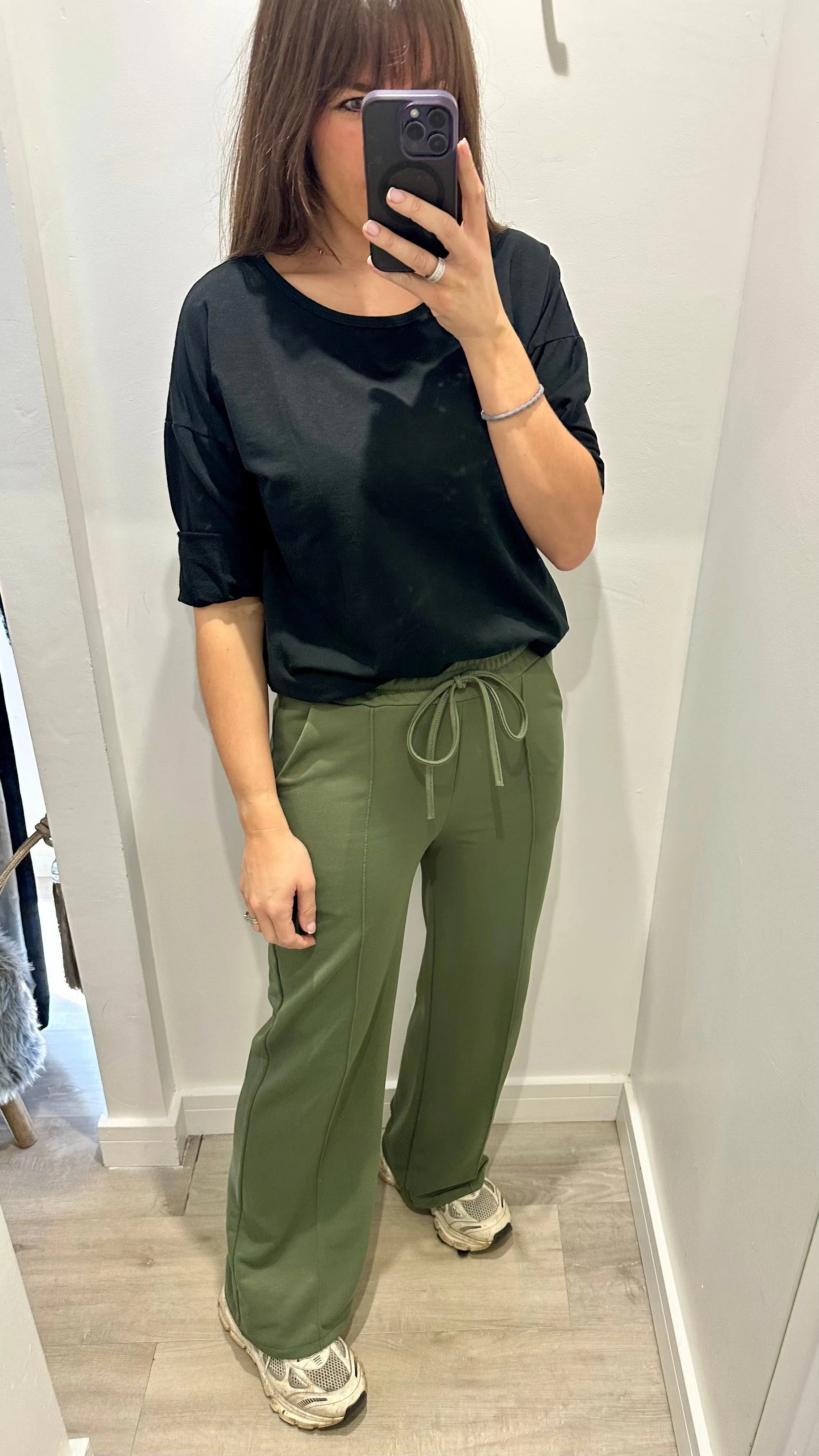 KHAKI STRAIGHT LEG TROUSERS