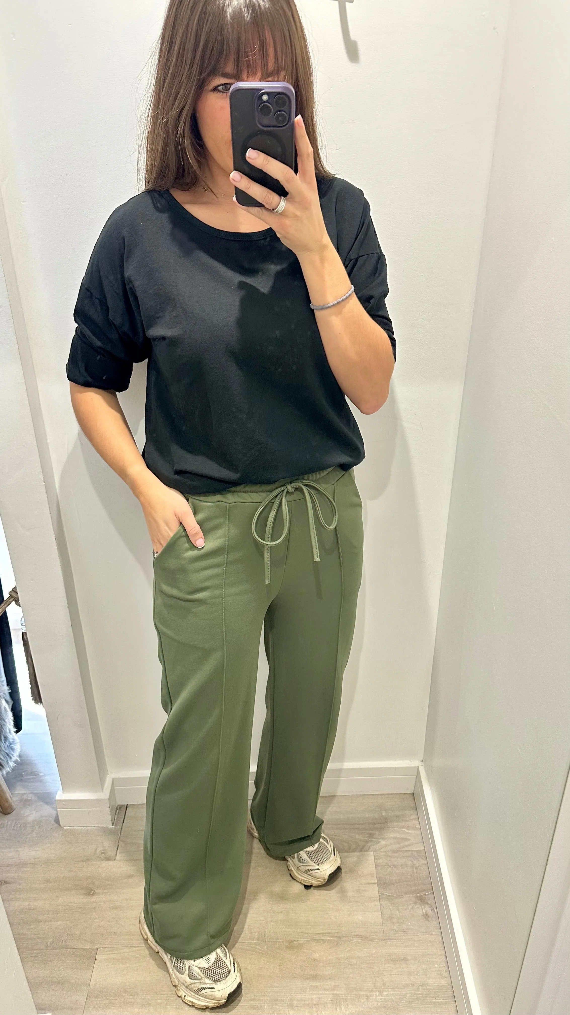 KHAKI STRAIGHT LEG TROUSERS