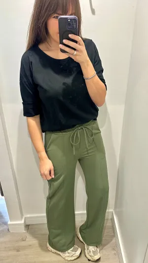 KHAKI STRAIGHT LEG TROUSERS