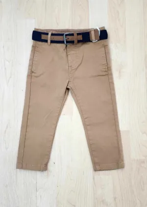 Khaki Twill Belted Pants