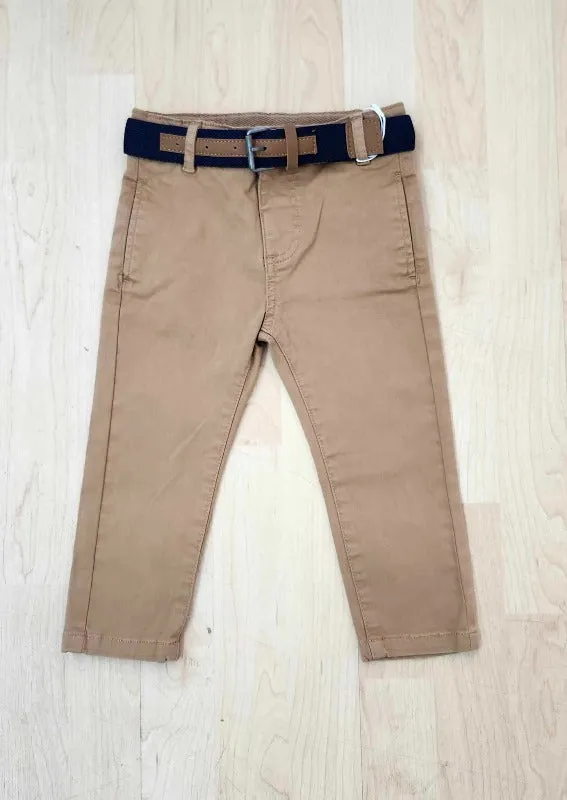 Khaki Twill Belted Pants