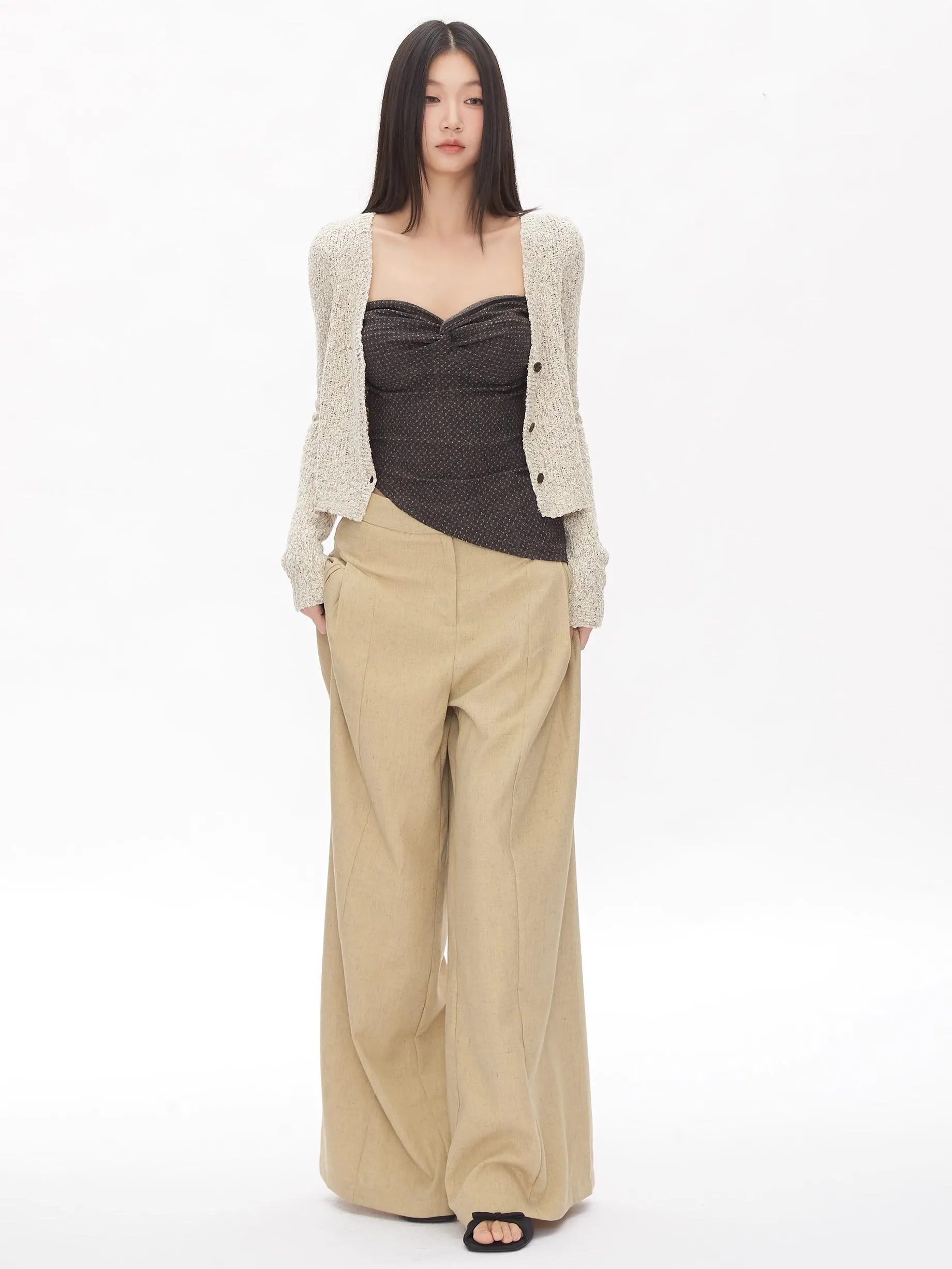 khaki wide-leg pants