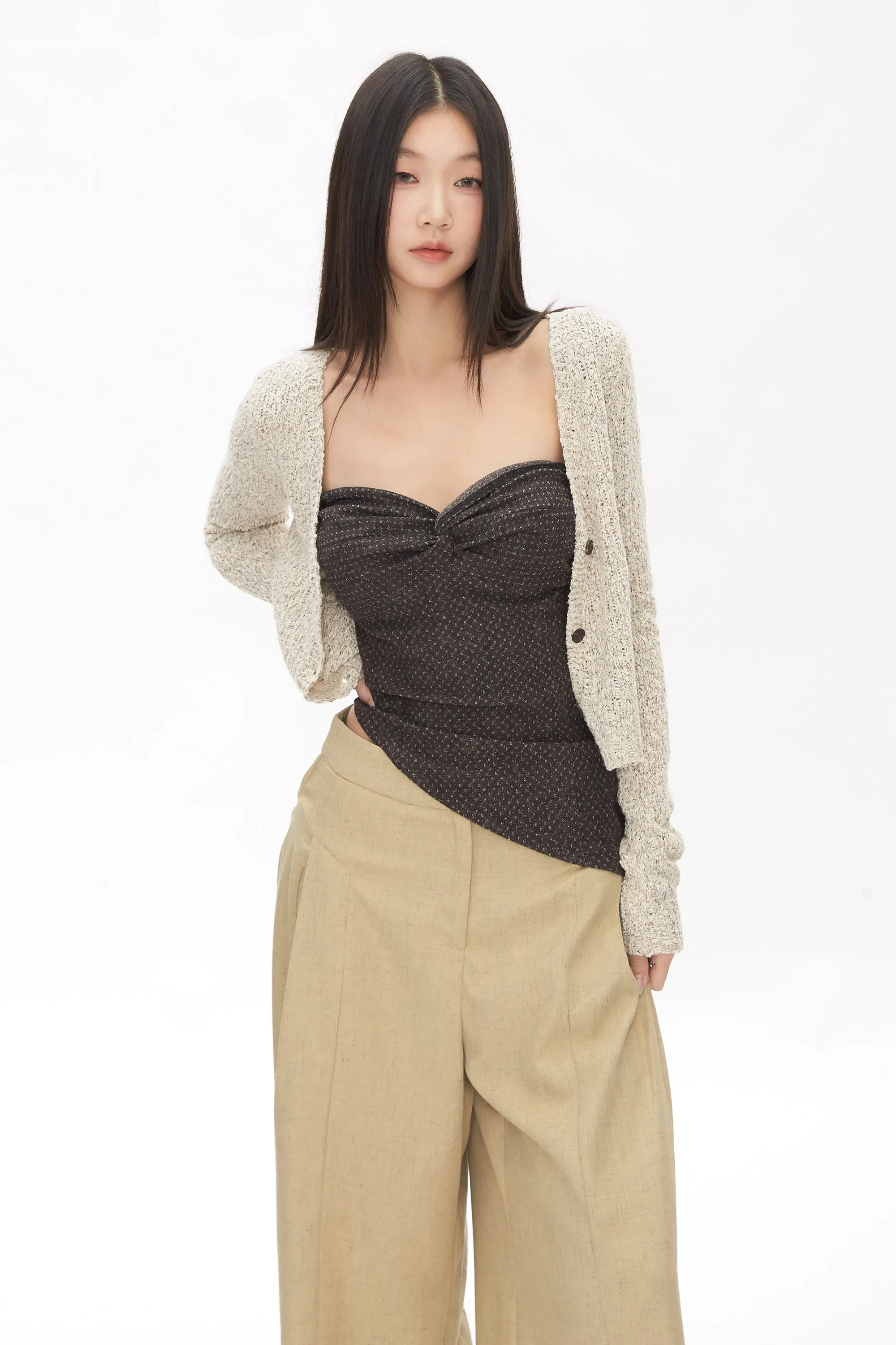 khaki wide-leg pants