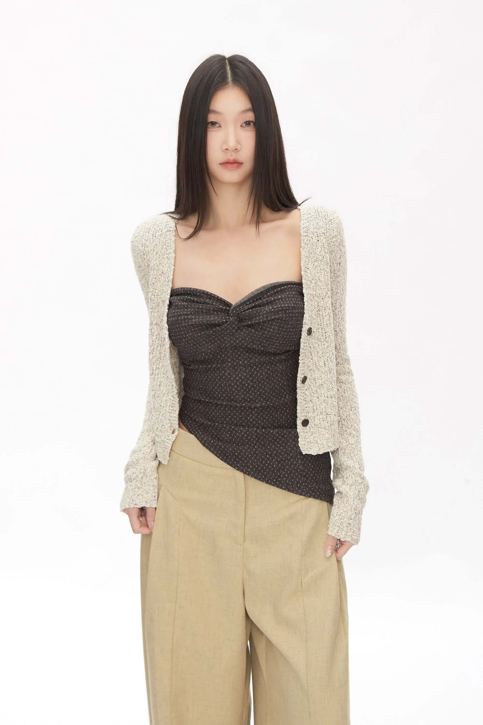 khaki wide-leg pants