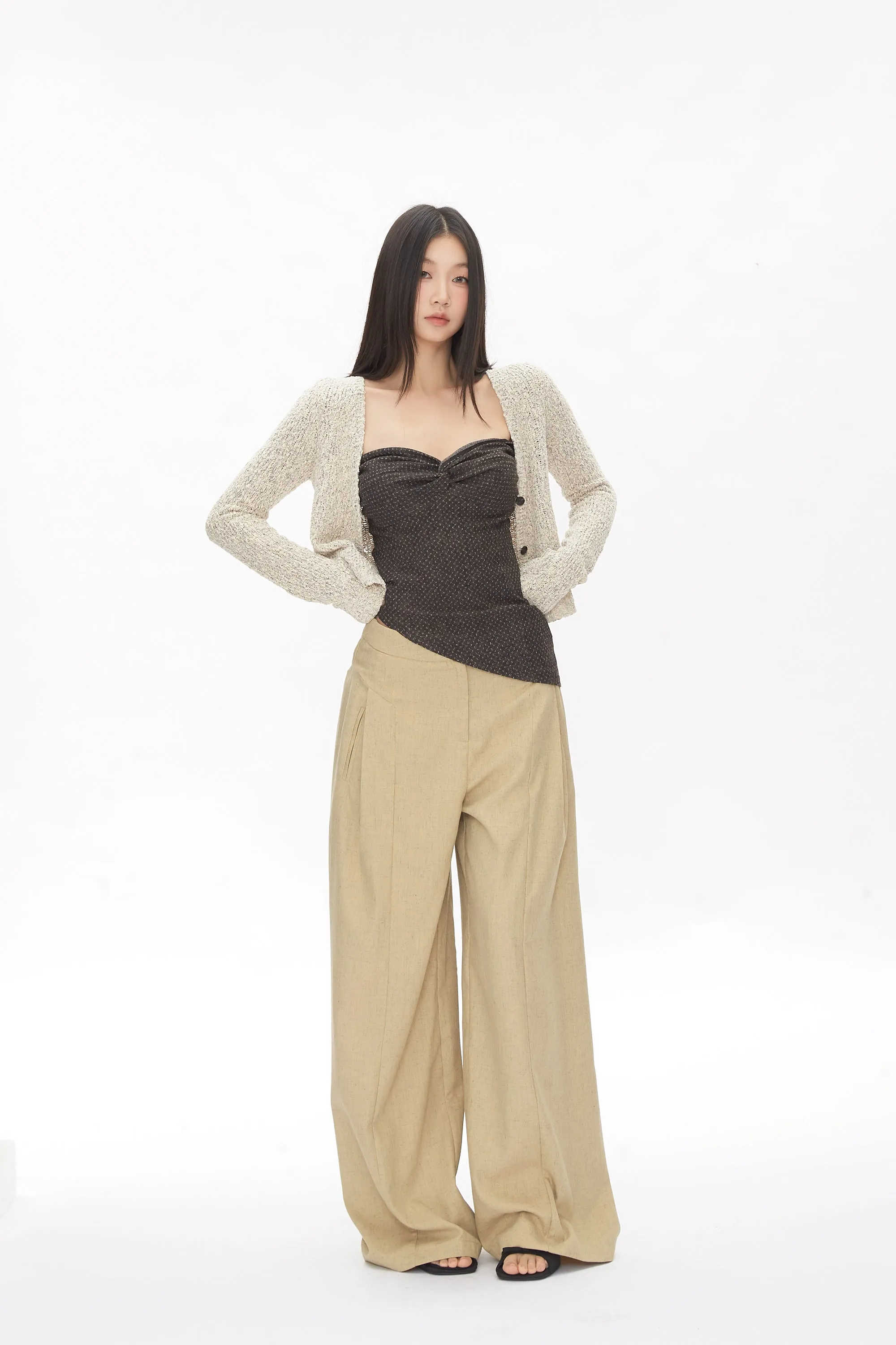 khaki wide-leg pants