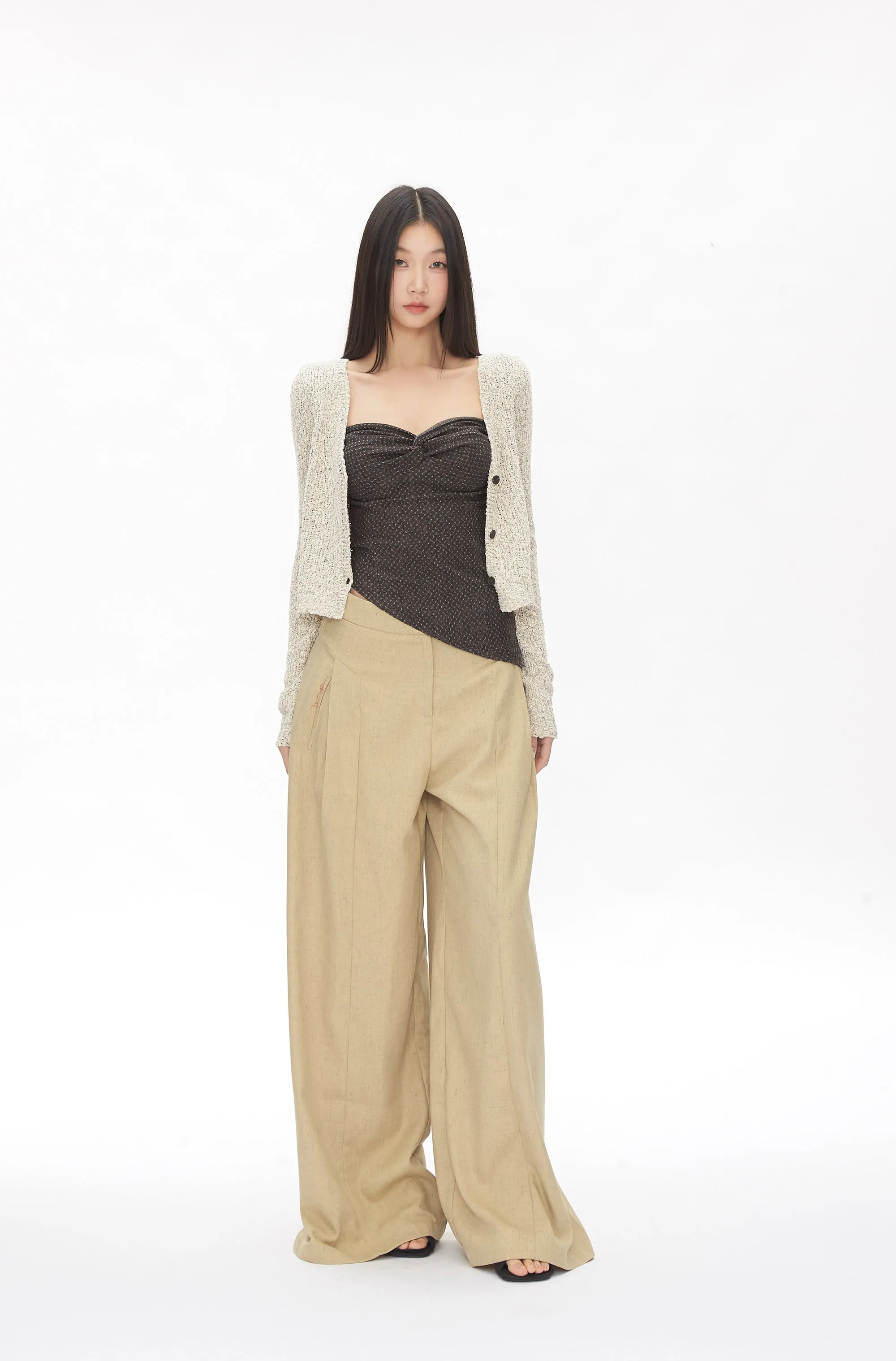 khaki wide-leg pants