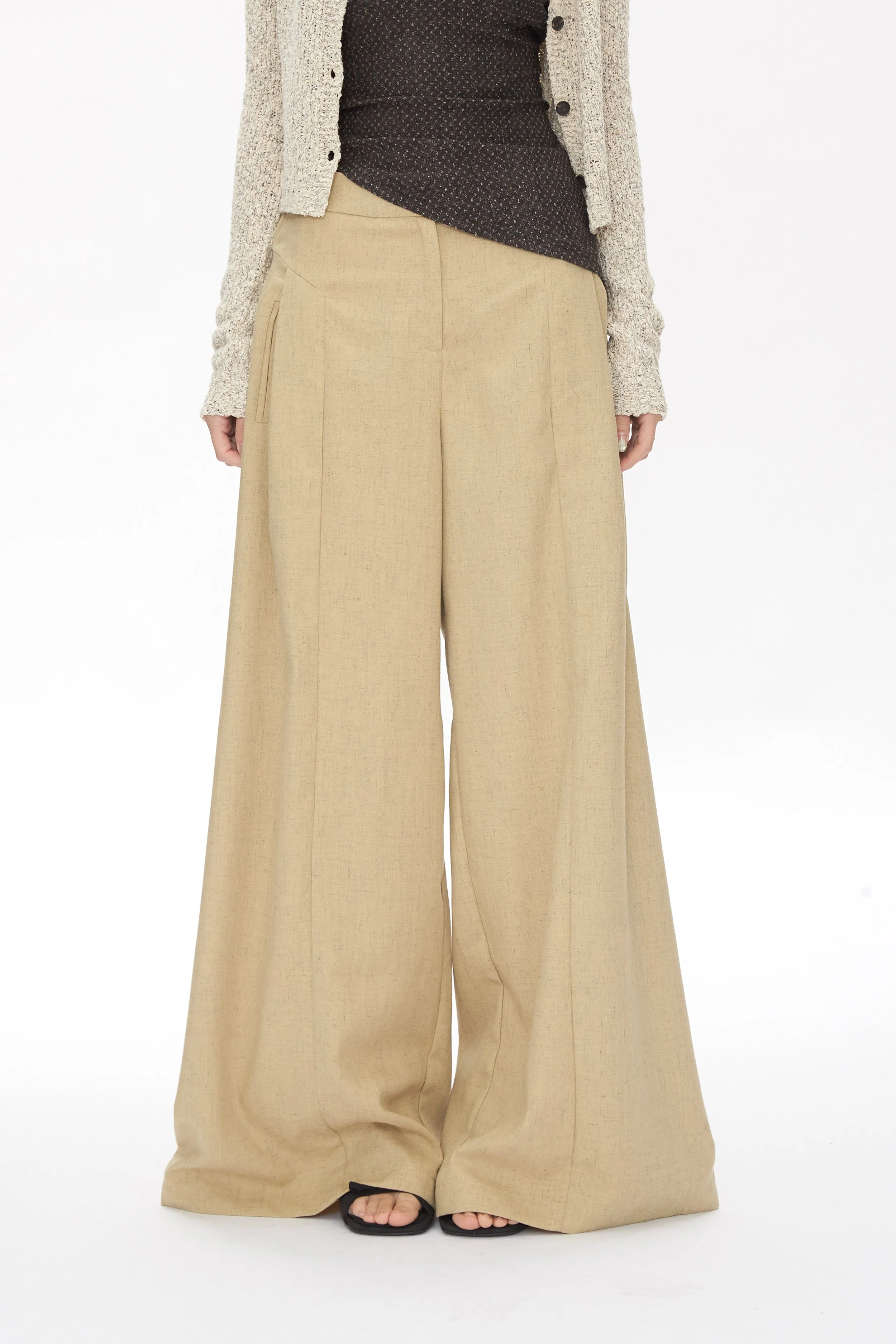 khaki wide-leg pants