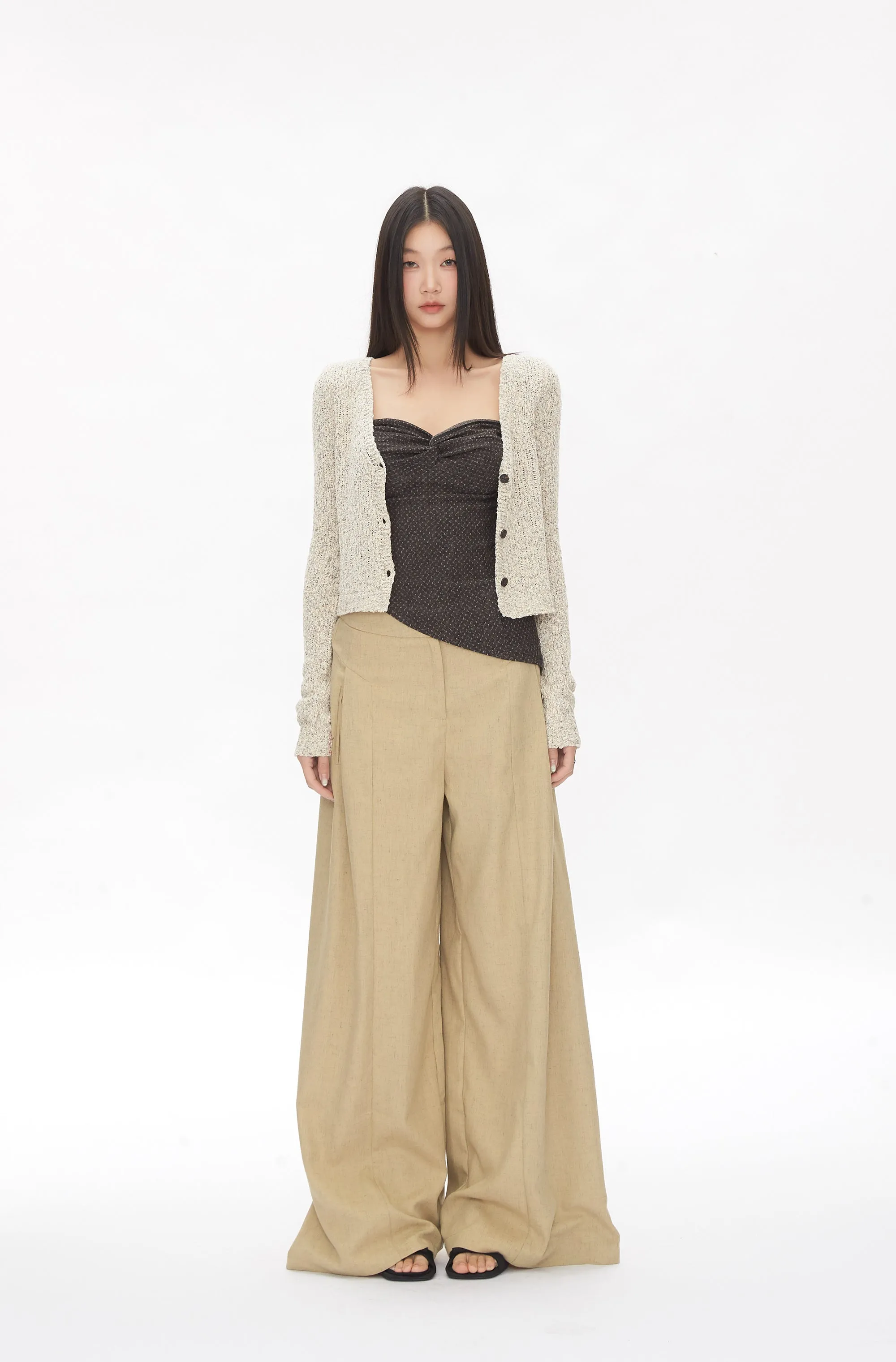 khaki wide-leg pants