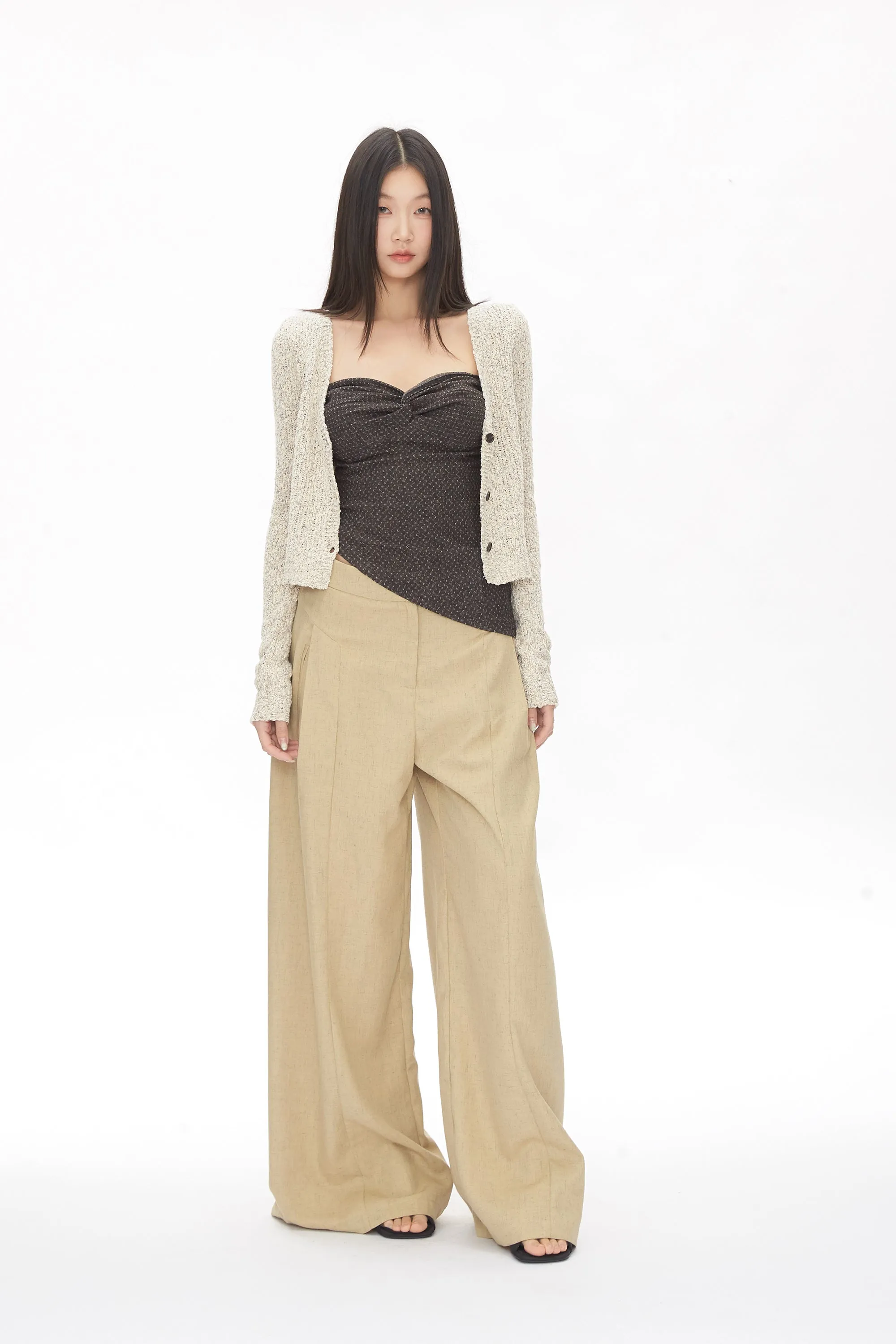 khaki wide-leg pants