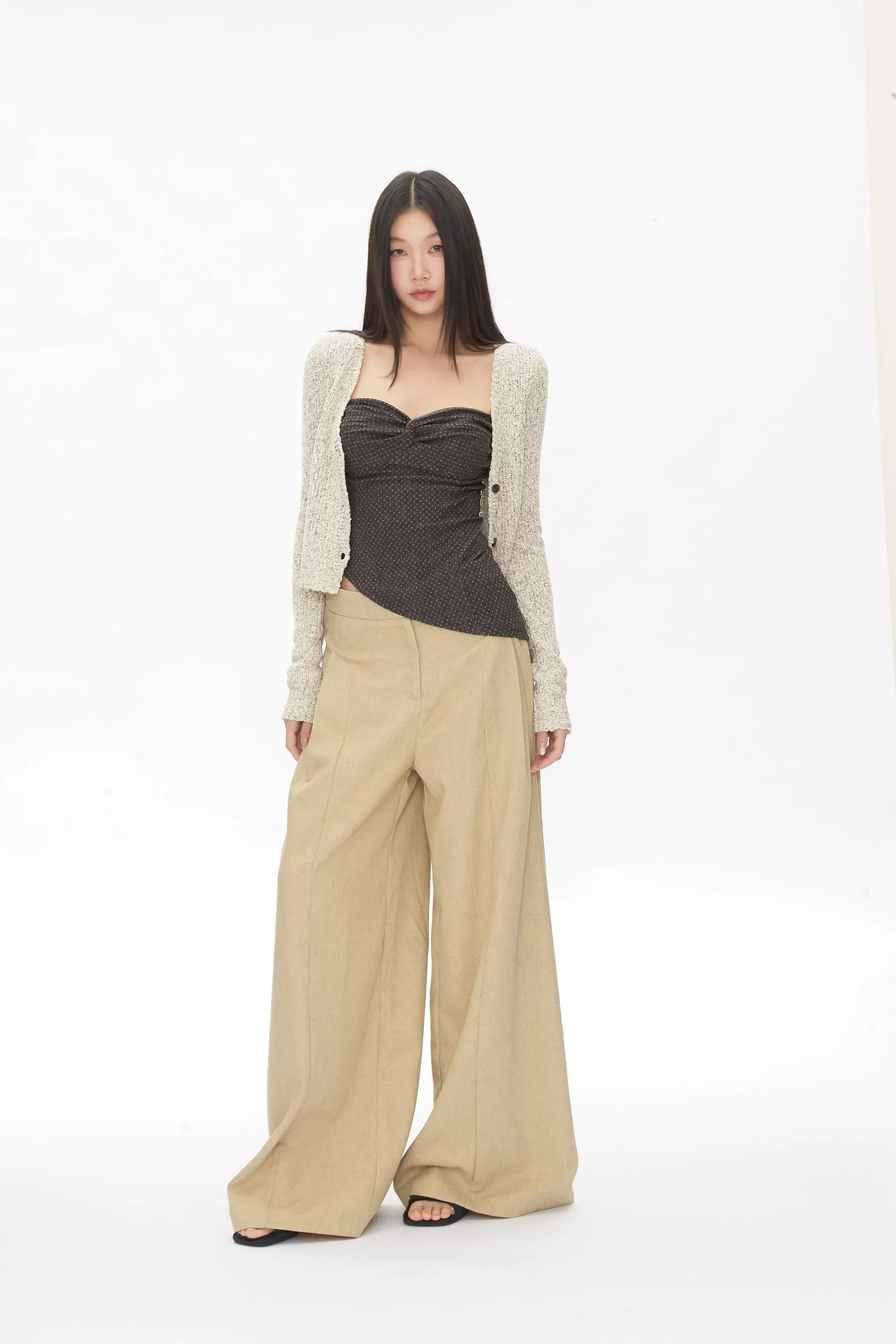 khaki wide-leg pants