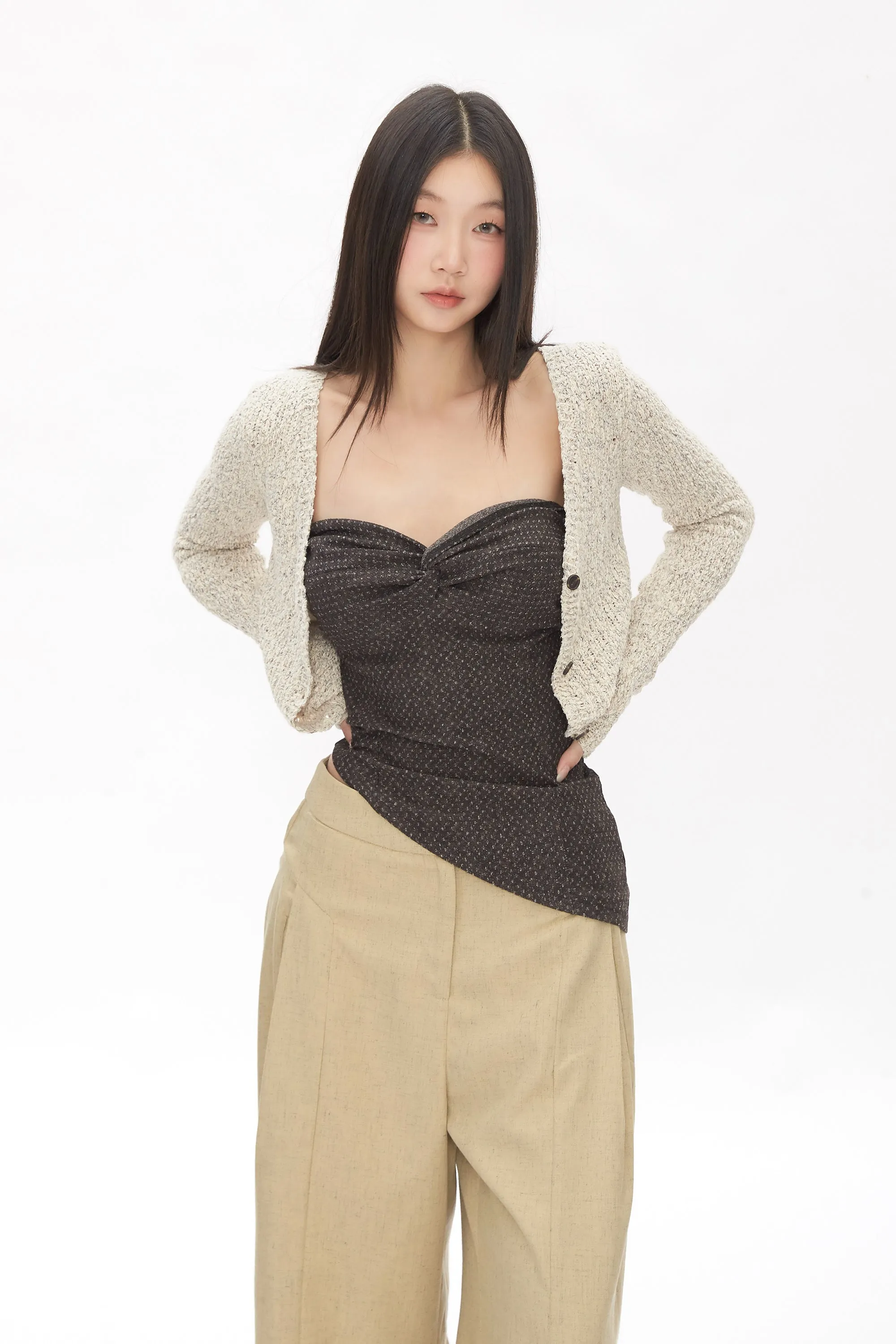 khaki wide-leg pants