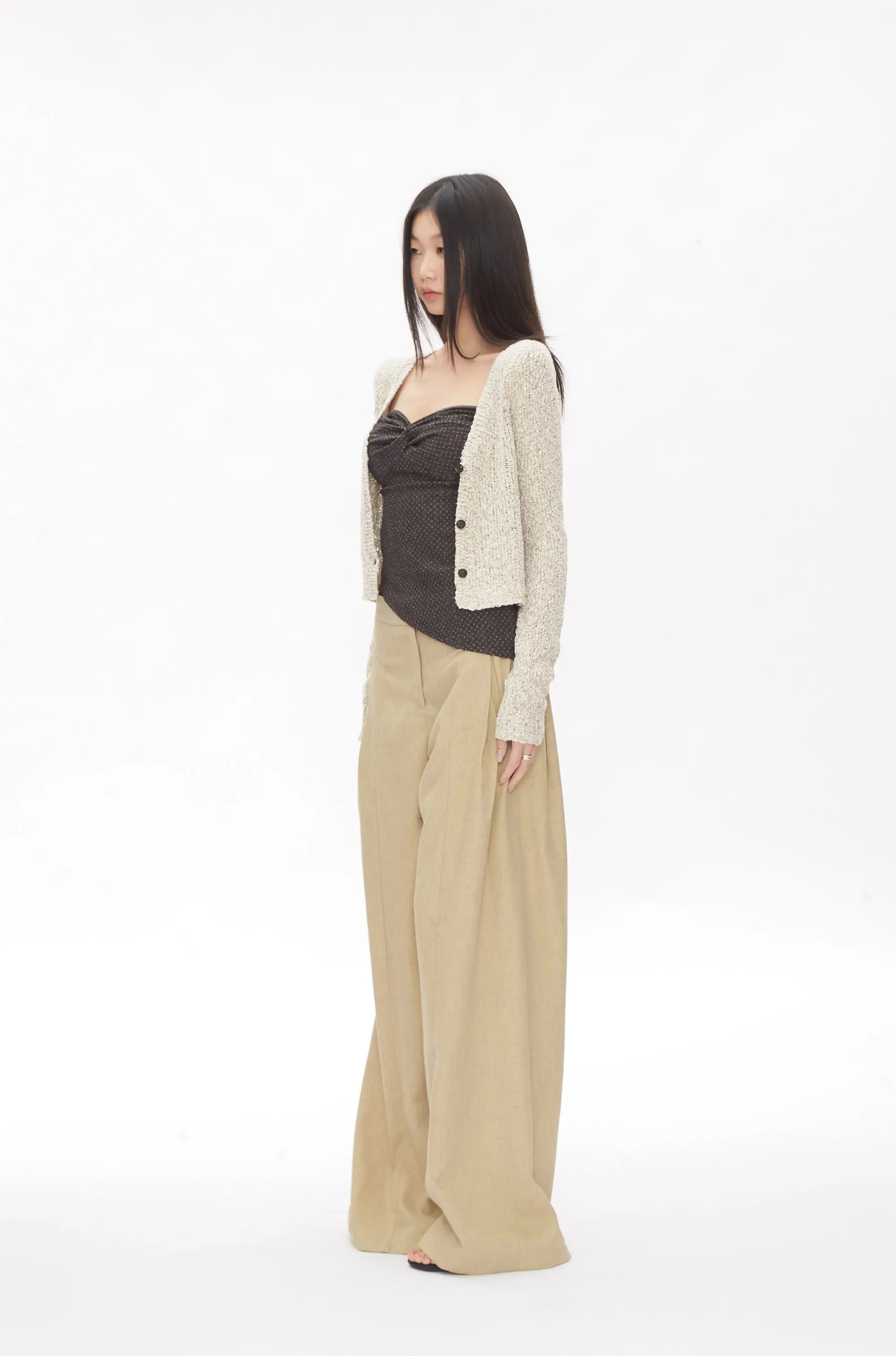 khaki wide-leg pants