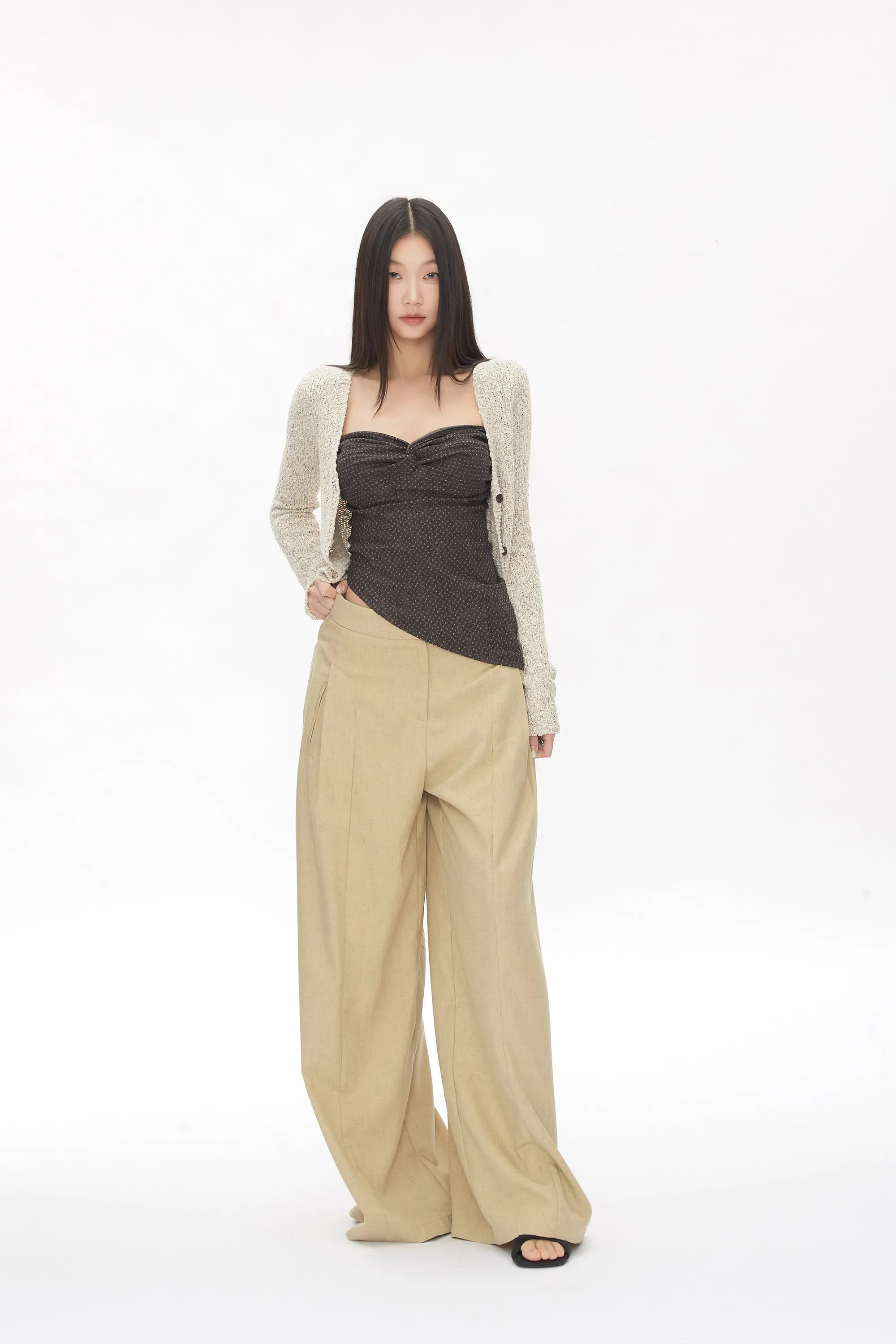 khaki wide-leg pants