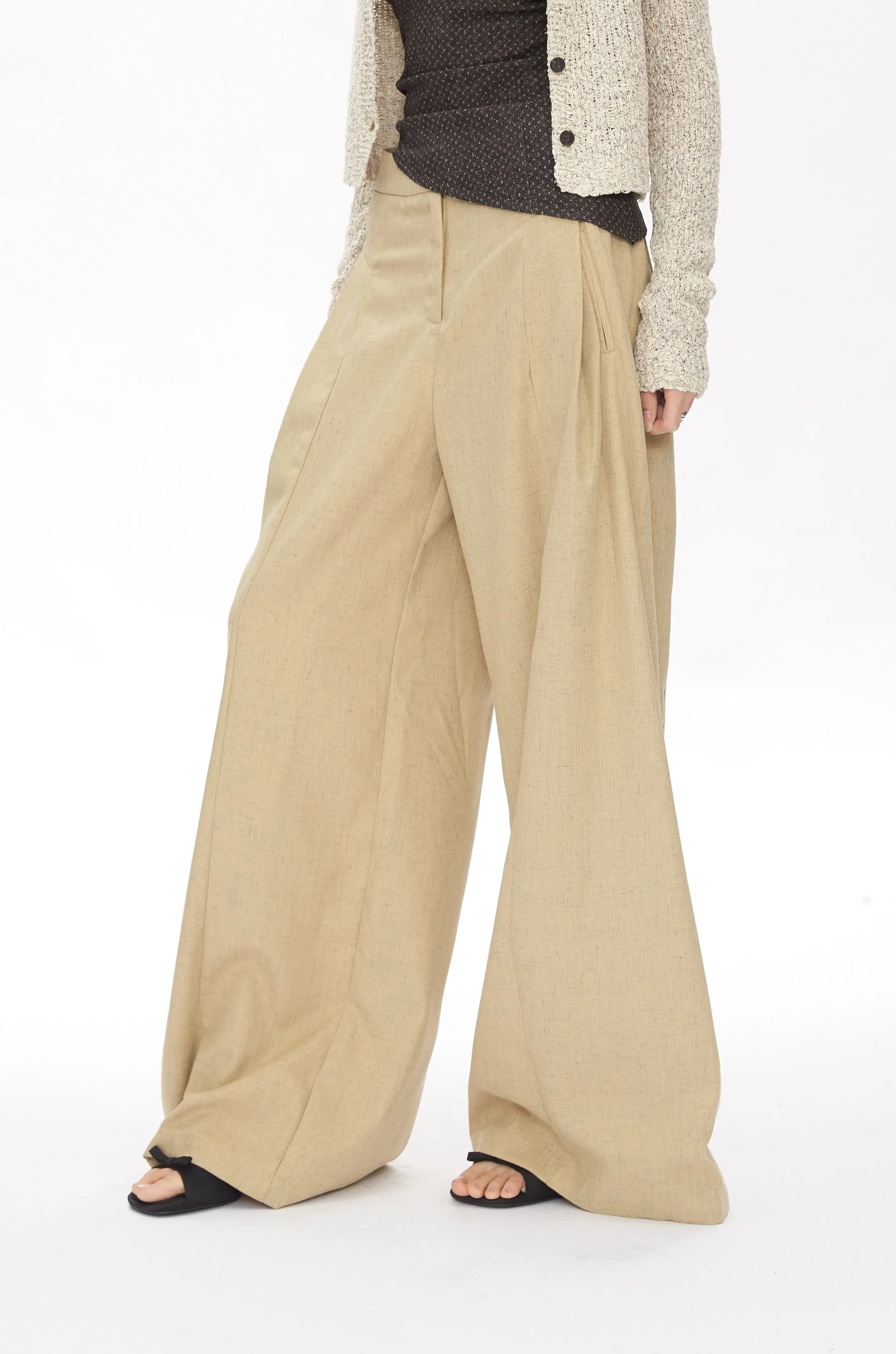 khaki wide-leg pants